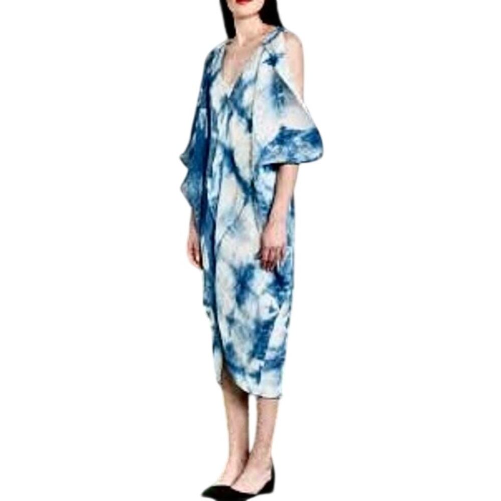 Prairie Underground Silk Hemp Hand Tie Dyed Shibori Dress Split Kimono Sleeve